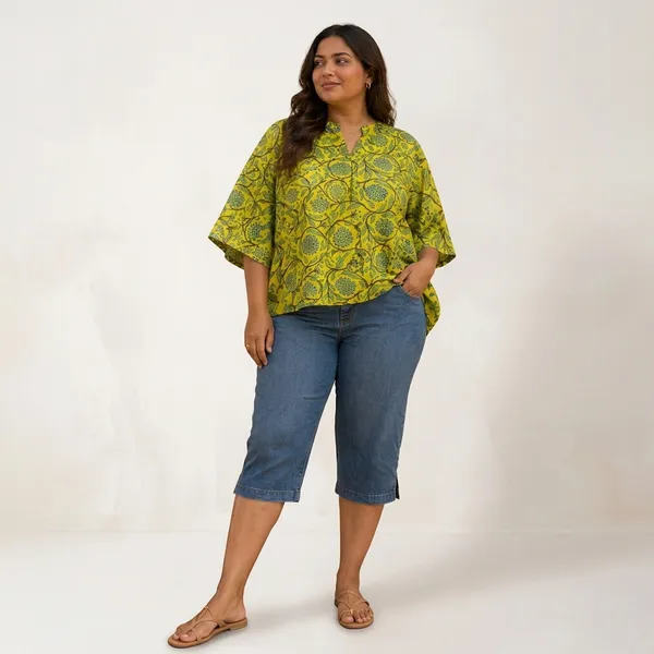 Yellow_Floral_Print_Cotton_Oversized_Shirt_for_Women