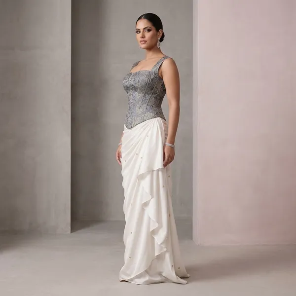 Silver_Embellished_Corset_Top_with_White_Draped_Skirt_for_Women