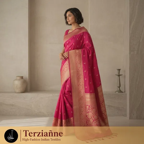 Pink_Silk_Banarasi_Saree_with_Golden_Zari_Border_for_Women