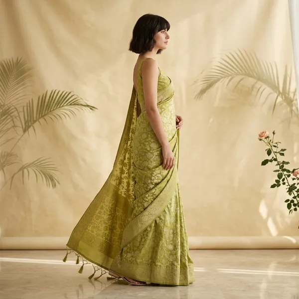 Lime_Green_Silk_Embroidered_Saree_for_Women