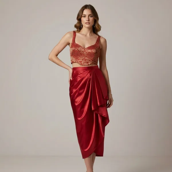 Red_Embroidered_Satin_Crop_Top_and_Draped_Skirt_Set_for_Women