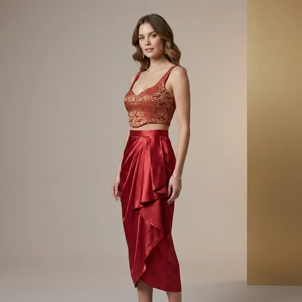 Red_Embroidered_Satin_Crop_Top_and_Draped_Skirt_Set_for_Women