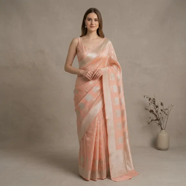 Peach_Organza_Woven_Saree_for_Women