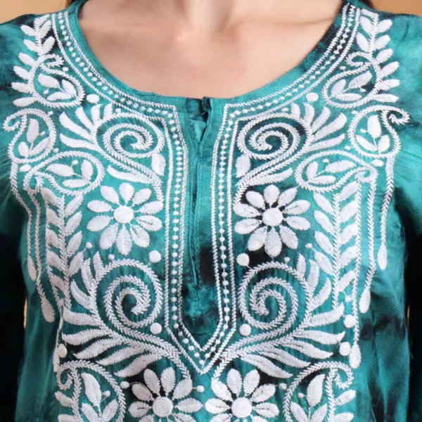 Green_Rayon_Chikankari_Straight_Kurta_For_Women