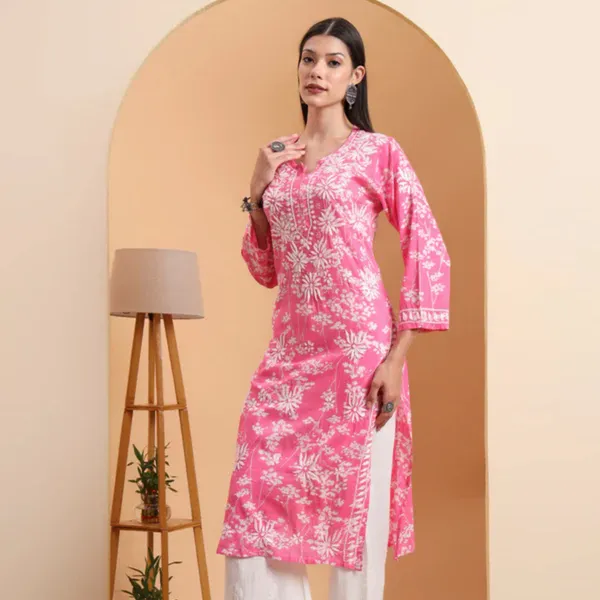 Pink_Mulmul_Cotton_Chikankari_Kurta_For_Women