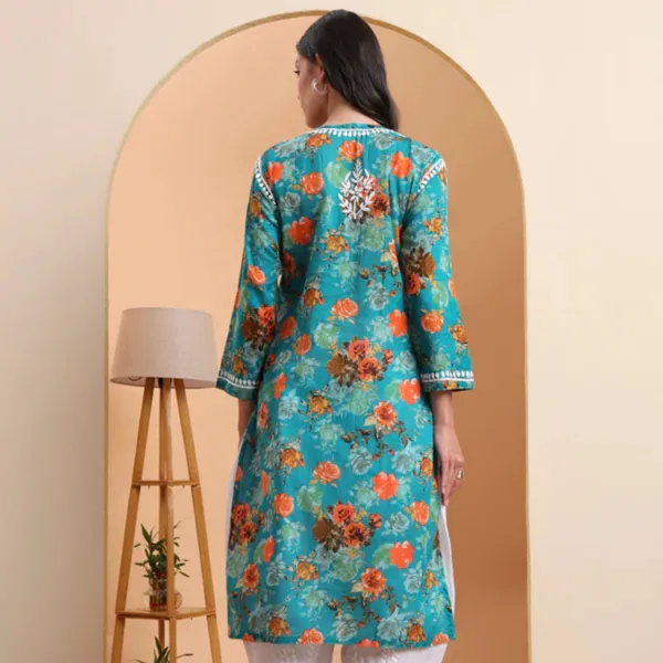 Green_Mulmul_Cotton_Chikankari_Kurta_For_Women