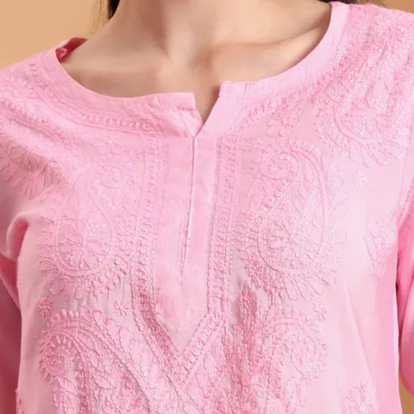 Pink_Chanderi_Embroidered_Short_Kurti_For_Women