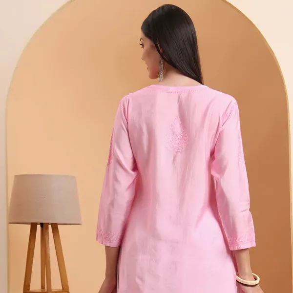 Pink_Chanderi_Embroidered_Short_Kurti_For_Women