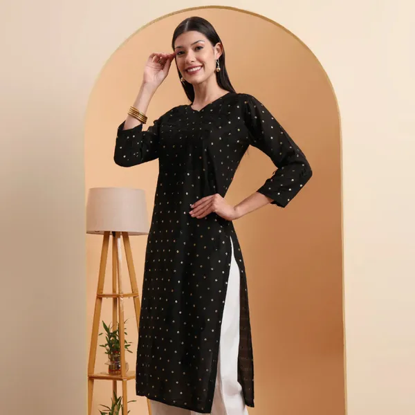 Black_Chanderi_Chikankari_Kurta_For_Women