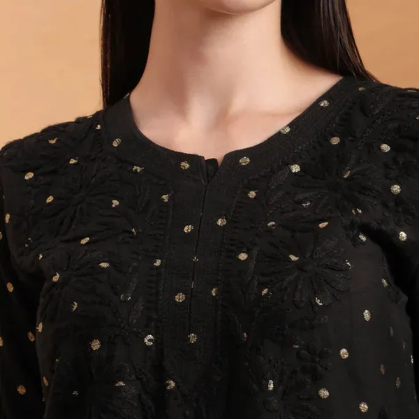 Black_Chanderi_Chikankari_Kurta_For_Women