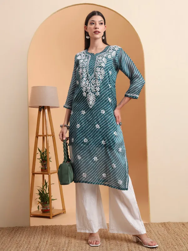 Teal_Green_Kota_Cotton_Embroidered_Kurti_For_Women