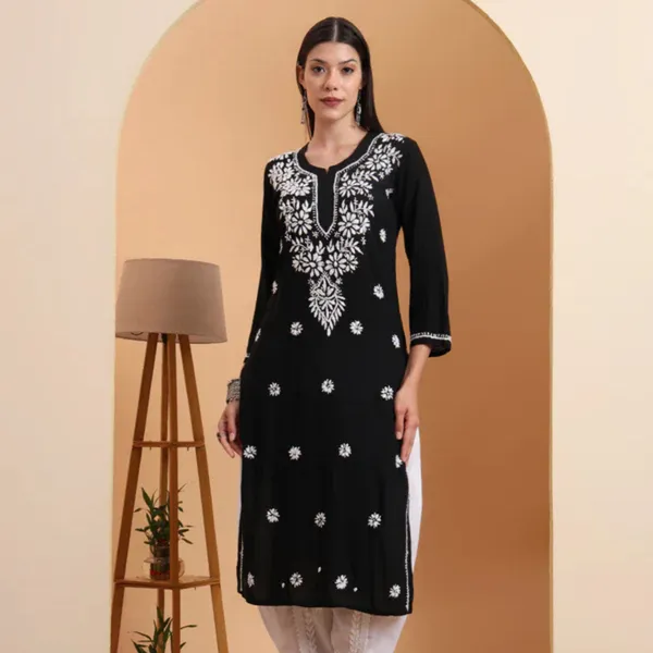 Black_Modal_Embroidered_Kurta_For_Women