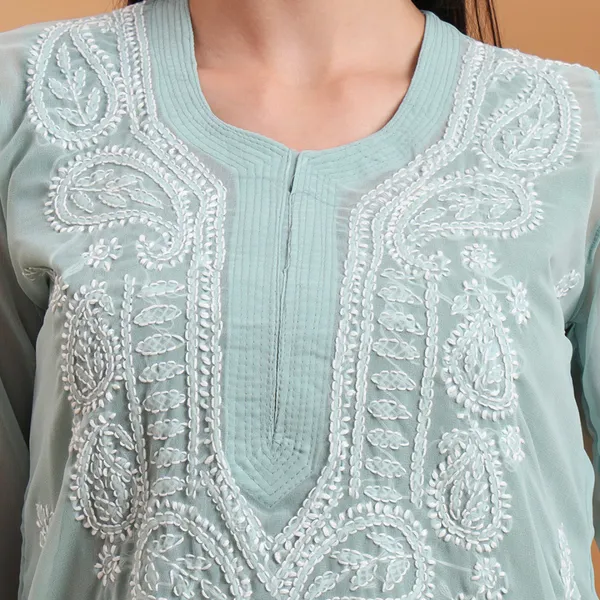 Sky_Blue_Georgette_Chikankari_Kurta_For_Women
