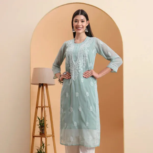 Sky_Blue_Georgette_Chikankari_Kurta_For_Women