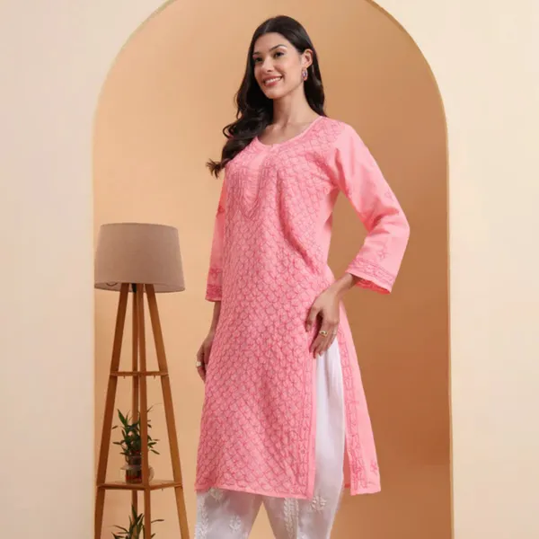 Pink_Voile_Cotton_Straight_Chikankari_Kurti_For_Women