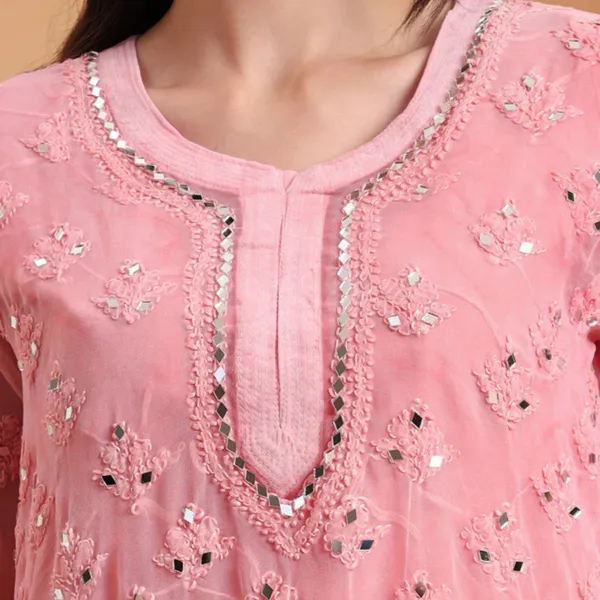 Peach_Georgette_Chikankari_Kurta_Set_With_Sharara_Dupatta_For_Women
