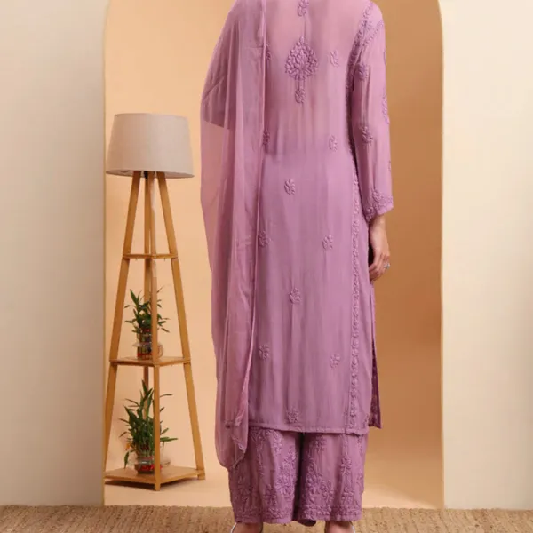 Lavender_Viscose_Chikankari_Kurta_Set_With_Palazzo_Dupatta_For_Women