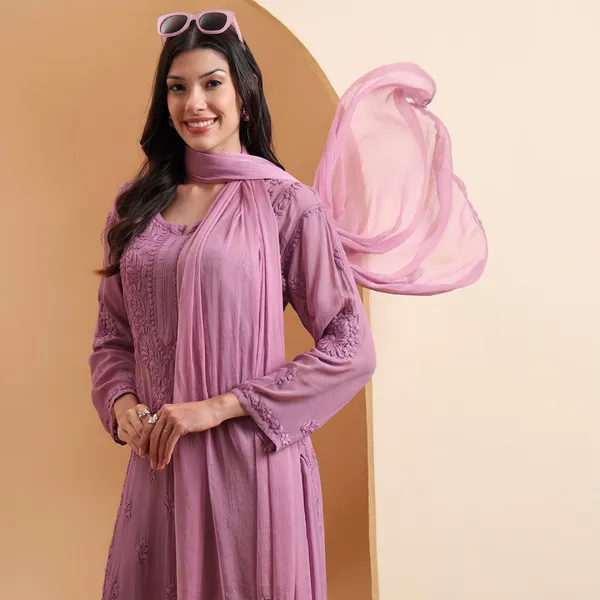 Lavender_Viscose_Chikankari_Kurta_Set_With_Palazzo_Dupatta_For_Women