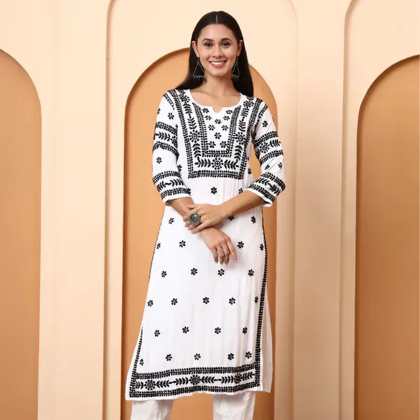 White_Cotton_Embroidered_Straight_Kurti_For_Women