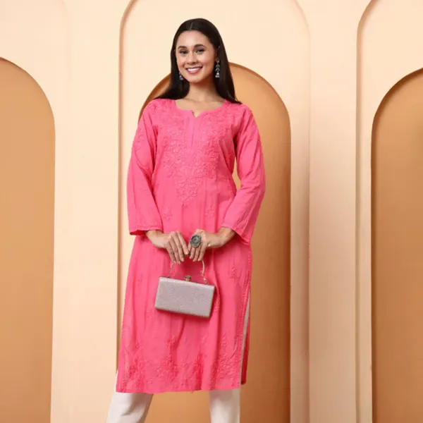 Pink_Cotton_Embroidered_Straight_Kurti_For_Women