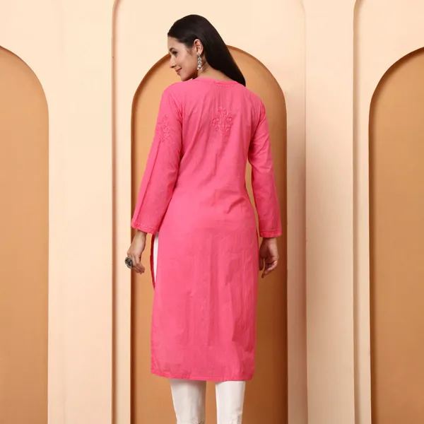 Pink_Cotton_Embroidered_Straight_Kurti_For_Women