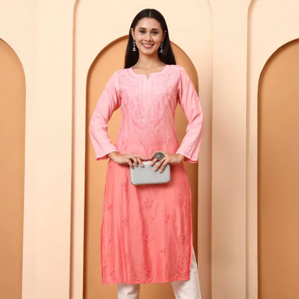 Peach_Chanderi_Embroidered_Straight_Kurti_For_Women