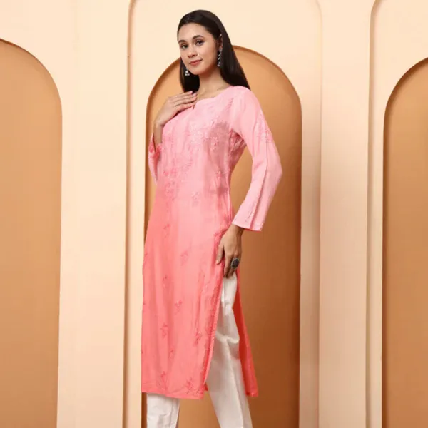 Peach_Chanderi_Embroidered_Straight_Kurti_For_Women