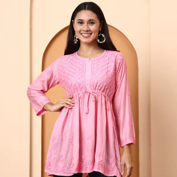 Pink_Chanderi_Embroidered_Short_Kurti_For_Women