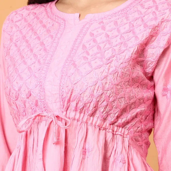 Pink_Chanderi_Embroidered_Short_Kurti_For_Women