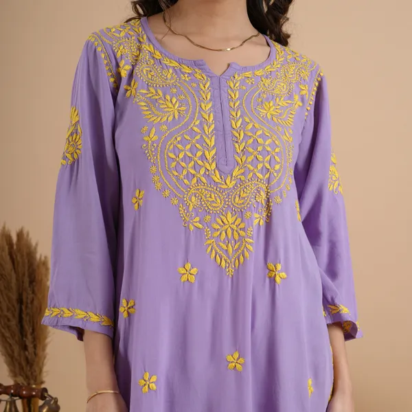 Lavender_Rayon_Chikankari_Kurta_For_Women
