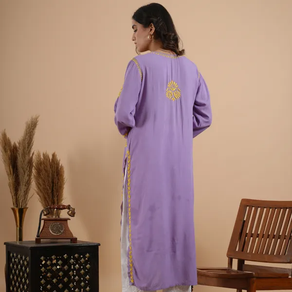 Lavender_Rayon_Chikankari_Kurta_For_Women