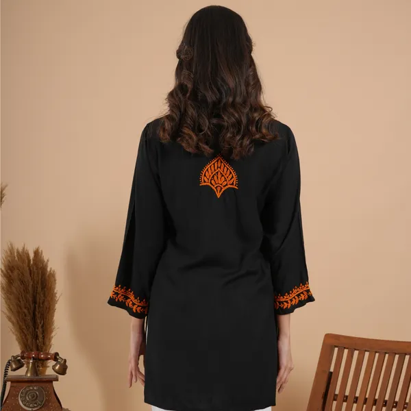 Black_Rayon_Chikankari_Short_Kurti_For_Women