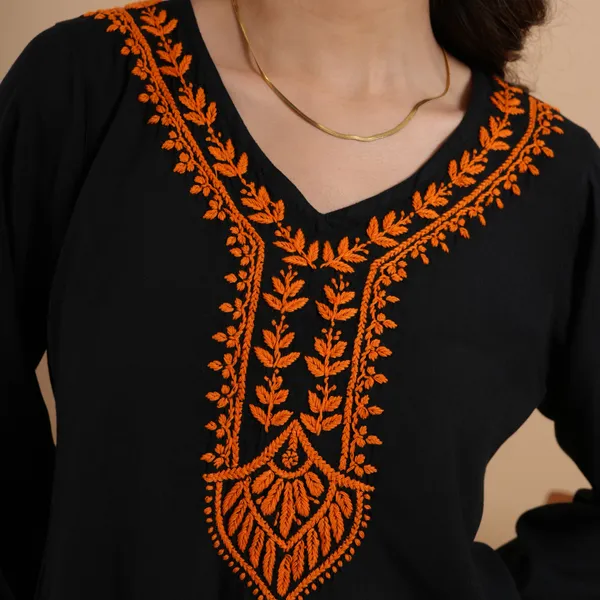 Black_Rayon_Chikankari_Short_Kurti_For_Women