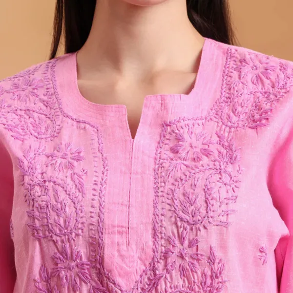 Pink_Khadi_Cotton_Chikankari_Kurta_For_Women