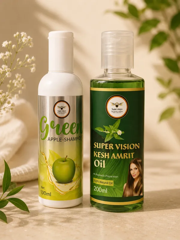 Super_Vision_Kesh_Amrit_Bhringraj_Amla_Ayurvedic_Hair_Growth_Oil_And_Green_Apple_Aloe_Vera_Jojoba_Nourishing_Hair_Cleansing_Shampoo