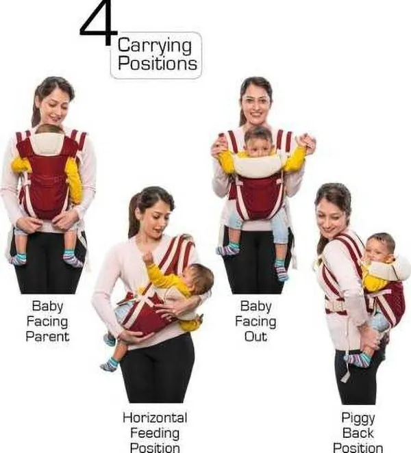 Little_Monkeys_4_In_1_Position_With_Comfortable_Head_Support_And_Buckle_Straps_Baby_Carrier_Baby_Carrier_Maroon,_Front_Carry_Facing_Out
