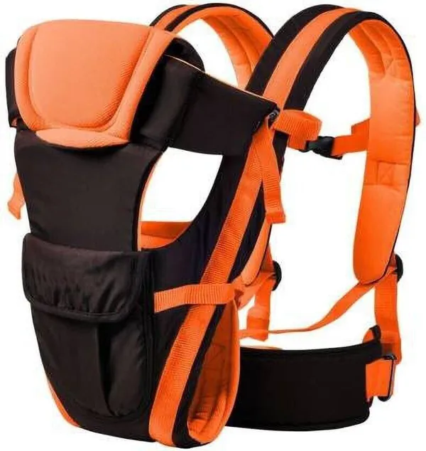 Little_Monkeys_4_Way_Carrying_Position,_With_Wide_Shoulder_Straps,_Adjustable_Belts_And_Cushioned_Inner_Portions_Baby_Carrier_Baby_Carrier_Orange_Black,_Front_Carry_Facing_Out