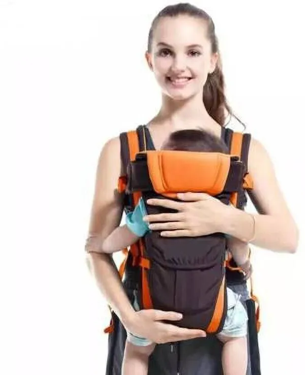 Little_Monkeys_4_Way_Carrying_Position,_With_Wide_Shoulder_Straps,_Adjustable_Belts_And_Cushioned_Inner_Portions_Baby_Carrier_Baby_Carrier_Orange_Black,_Front_Carry_Facing_Out
