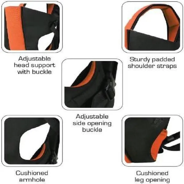 Little_Monkeys_4_Way_Carrying_Position,_With_Wide_Shoulder_Straps,_Adjustable_Belts_And_Cushioned_Inner_Portions_Baby_Carrier_Baby_Carrier_Orange_Black,_Front_Carry_Facing_Out