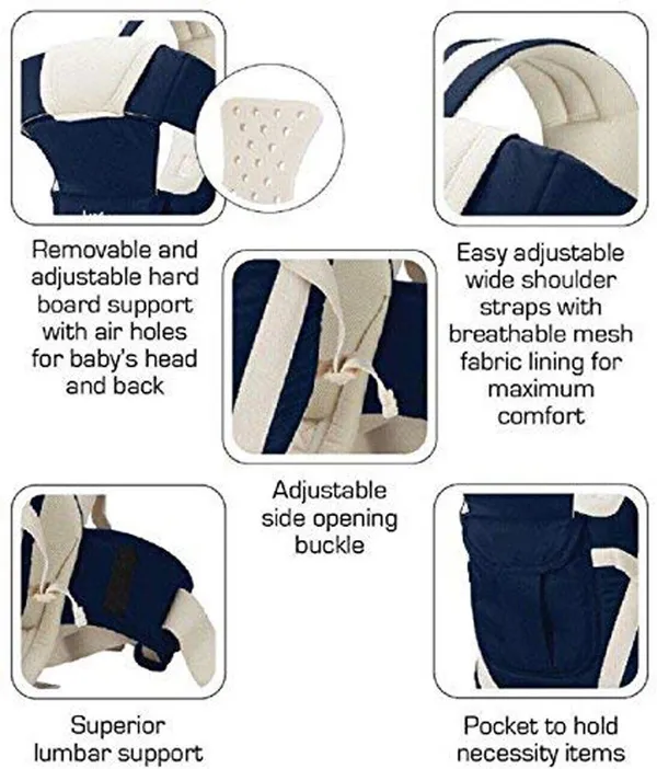 Whitecloud_Adjustable_4-In-1_Baby_Carrier_Front_Carry_Bag_With_Head_Support_And_Buckle_Straps_With_Waist_Bel_Baby_Carrier_Black,_Front_Carry_Facing_Out