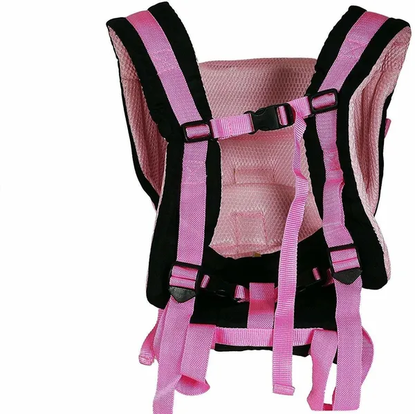 Whitecloud_Adjustable_4-In-1_Baby_Carrier_Front_Carry_Bag_With_Head_Support_And_Buckle_Straps_With_Waist_Belt_Baby_Carrier_Black,_Pink,_Front_Carry_Facing_In