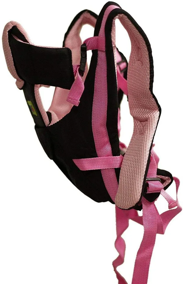 Whitecloud_Adjustable_4-In-1_Baby_Carrier_Front_Carry_Bag_With_Head_Support_And_Buckle_Straps_With_Waist_Belt_Baby_Carrier_Black,_Pink,_Front_Carry_Facing_In