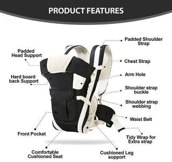 Ctm_Exports_Baby_Carry_Bags_For_0_To_2_Years_|_Baby_Carrier_With_Safety_Belt_|_Baby_Carrier,_Carry_Bag_|_Baby_-_4_In_1_Bag_-_Black_And_Cream_Black_Baby_Carrier_Black,_Front_Carry_Facing_In