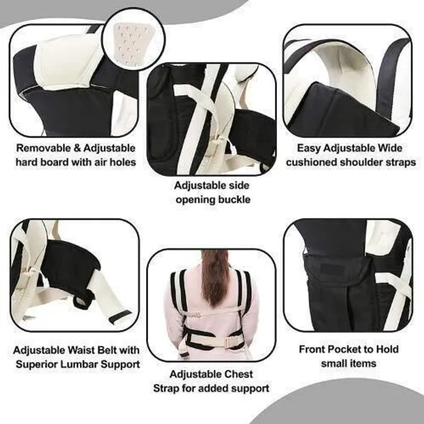 Ctm_Exports_Baby_Carry_Bags_For_0_To_2_Years_|_Baby_Carrier_With_Safety_Belt_|_Baby_Carrier,_Carry_Bag_|_Baby_-_4_In_1_Bag_-_Black_And_Cream_Black_Baby_Carrier_Black,_Front_Carry_Facing_In