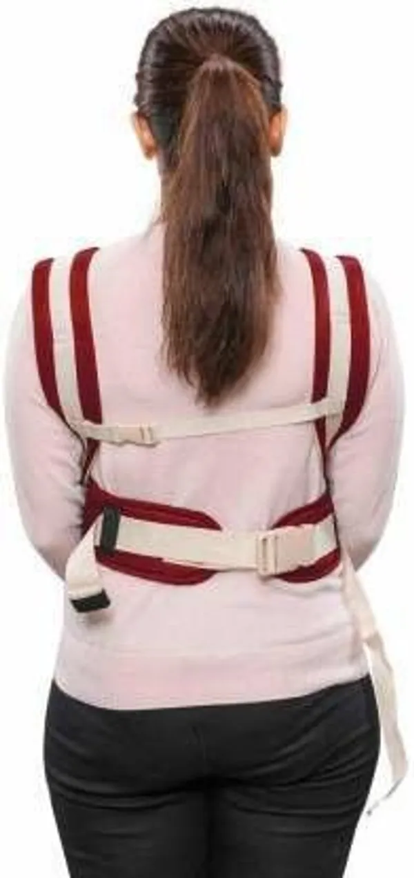 Bmtoys_Baby_Cuddler_Baby_Carrier_Maroon,_Back_Carry