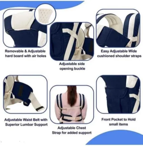 Ctm_Exports_Baby_Carry_Bags_For_0_To_2_Years_|_Baby_Carrier_Cloth_|_Baby_Carrier,_Carry_Bag_|_4-In-1_Adjustable_Baby_Carrier_Cum_Kangaroo_Bag_/_Honeycomb_Texture_Baby_Carry_Sling_/_Back/_Front_Carrier_For_Baby_With_Safety_Belt_And_Buckle_Straps_Blue_Baby_Carrier_Blue,_Front_Carry_Facing_In