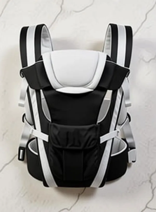 Nestra_Baby_Carrier_Shoulder_Belt_Backpack_Baby_Holding_Strap_Adjustable_Carry_Bag_Baby_Carrier_Black,_Front_Carry_Facing_In