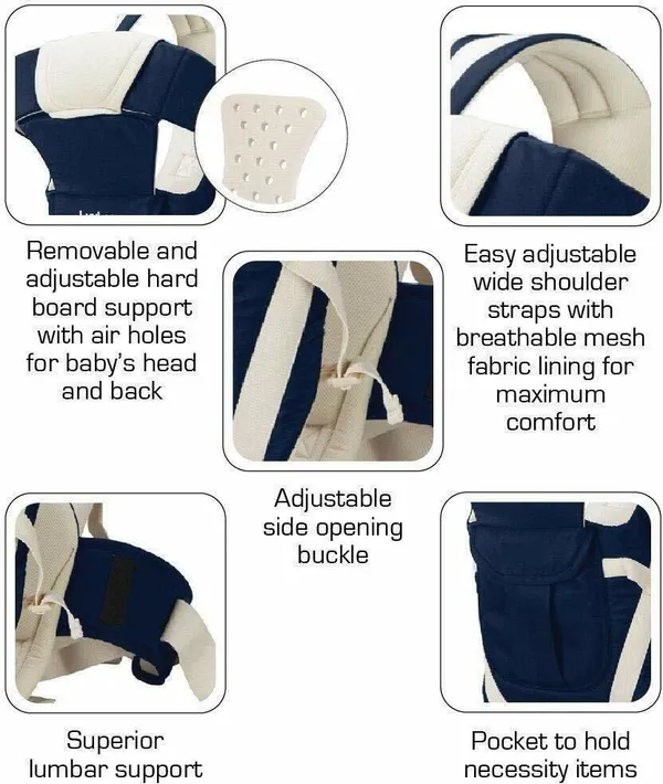 Alwaysup_4-In-1_Adjustable_Baby_Carrier_Cum_Kangaroo_Bag/Honeycomb_Texture_Baby_Carrier_Blue,_Front_Carry_Facing_Out