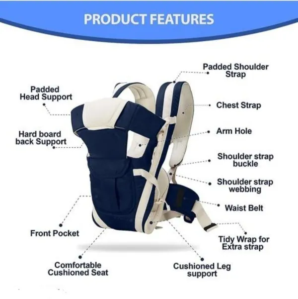 V_N_International_High_Quality_Baby_Carrier_4_In_Position_With_Safety_Belt_/Head_Support_Baby_Carrier_Navy_Blue,_Front_Carry_Facing_In