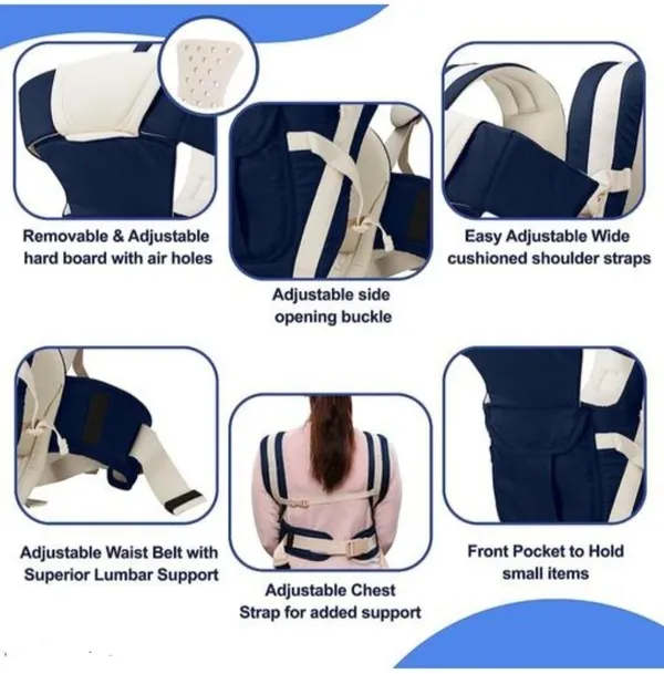 V_N_International_High_Quality_Baby_Carrier_4_In_Position_With_Safety_Belt_/Head_Support_Baby_Carrier_Navy_Blue,_Front_Carry_Facing_In